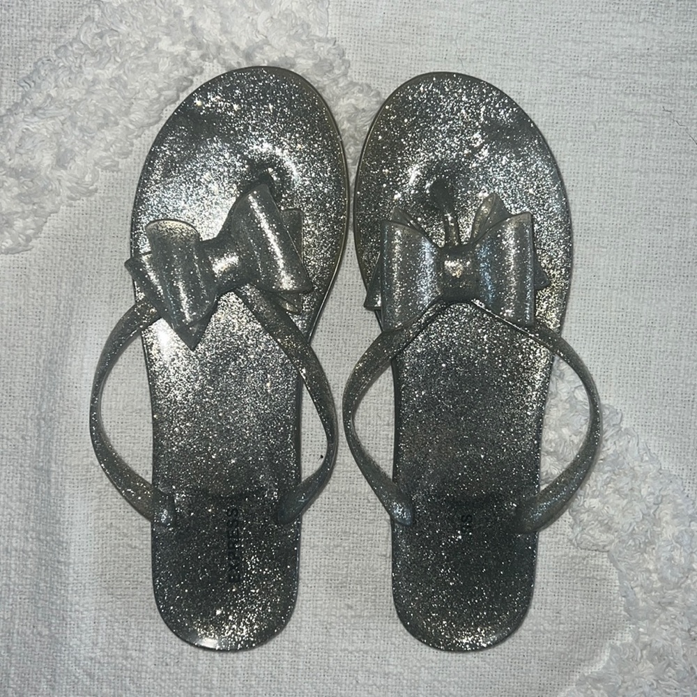 Glitter Bow Flip Flops